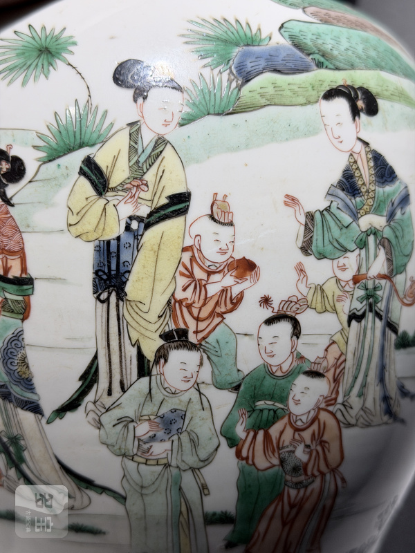 清康熙 瓷胎黑漆嵌螺钿大笔筒 - 图16